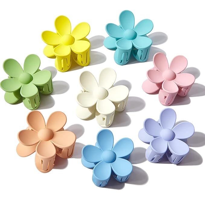 YosaiHom Hair Claw Clips, 8 PCS Flower Hair Clips for Women Big Jaw Clips Strong Hold Non Slip Ha... | Amazon (US)