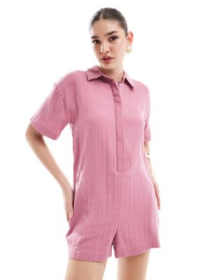 ASOS DESIGN shirt romper playsuit in mauve | ASOS | ASOS (Global)