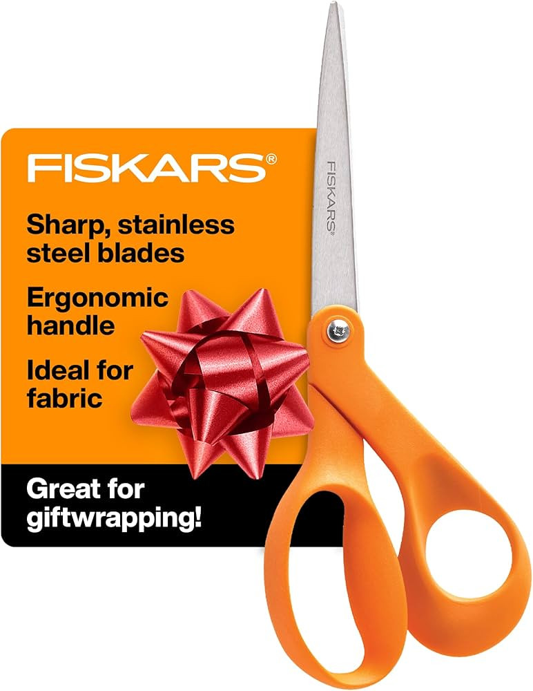 Fiskars Original Orange Handled Scissors - Ergonomically Contoured - 8" Stainless Steel - Paper a... | Amazon (US)