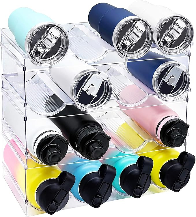 4 Pack Water Bottle Organizer, Stackable Kitchen Home Pantry Organization and Storage Shelf, Plas... | Amazon (US)