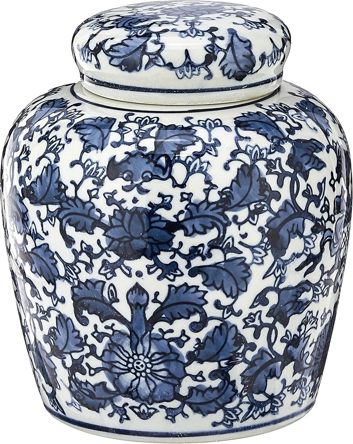 Creative Co-Op Blue & White Ceramic Ginger Jar with Lid | Amazon (US)