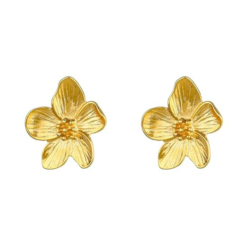 Sylph Gold Flower Earrings For Women Trendy 14K Gold Plated Flower Stud Earrings Floral Statement Earrings 925 Sterling Silver post Hypoallergenic Jewelry Gifts For Her | Amazon (US)