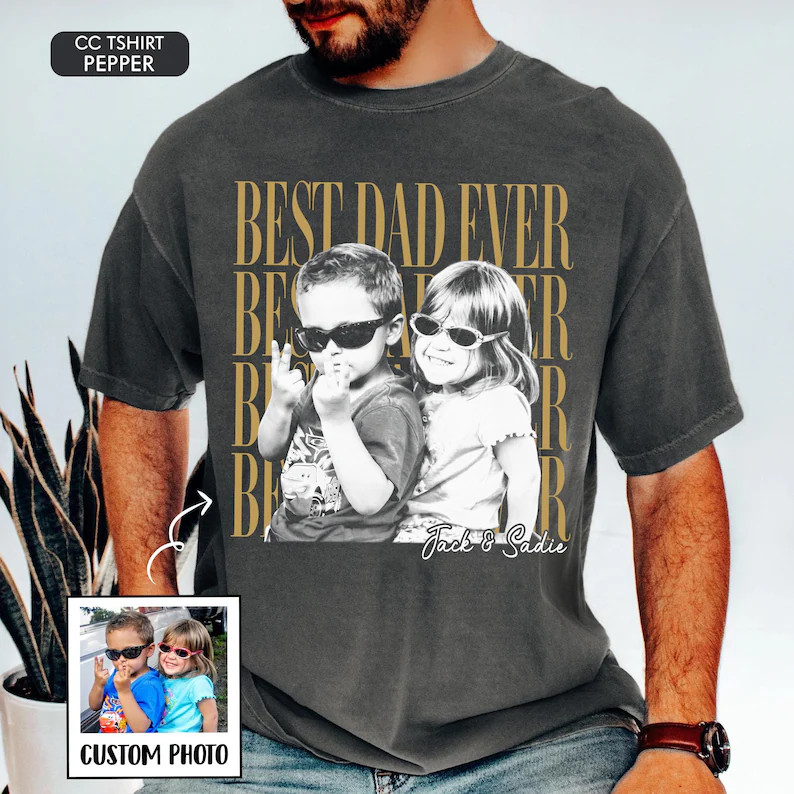 Custom Dad Vintage Photo Shirt: Personalized Fathers Day Shirt With Kids Photo, Funny Dad Shirt, ... | Etsy (Global)