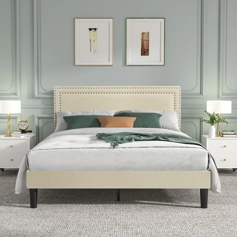 Auxter Bed Frame with Height Adjustable Upholstered Headboard | Wayfair North America
