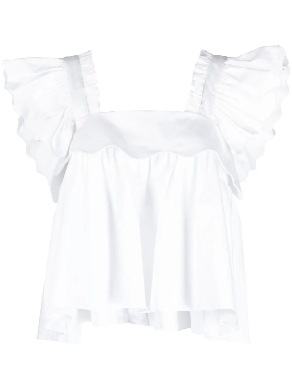 Anais ruffle-detail stretch-cotton top | Farfetch Global