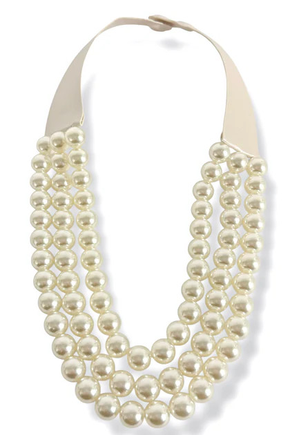 Carla 3 Strand Cream Smooth Bead Necklace | The Willow Tree