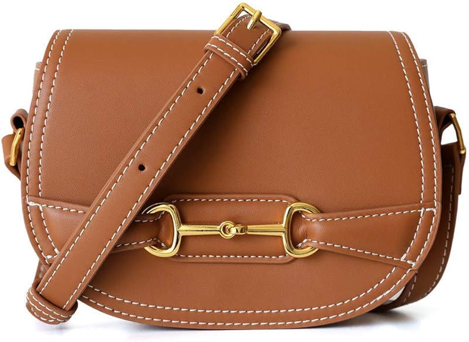 JIUFENG Crossbody Bag for Women Genuine Leather Saddle Purse Vintage Satchel Shoulder Bags Handba... | Amazon (US)