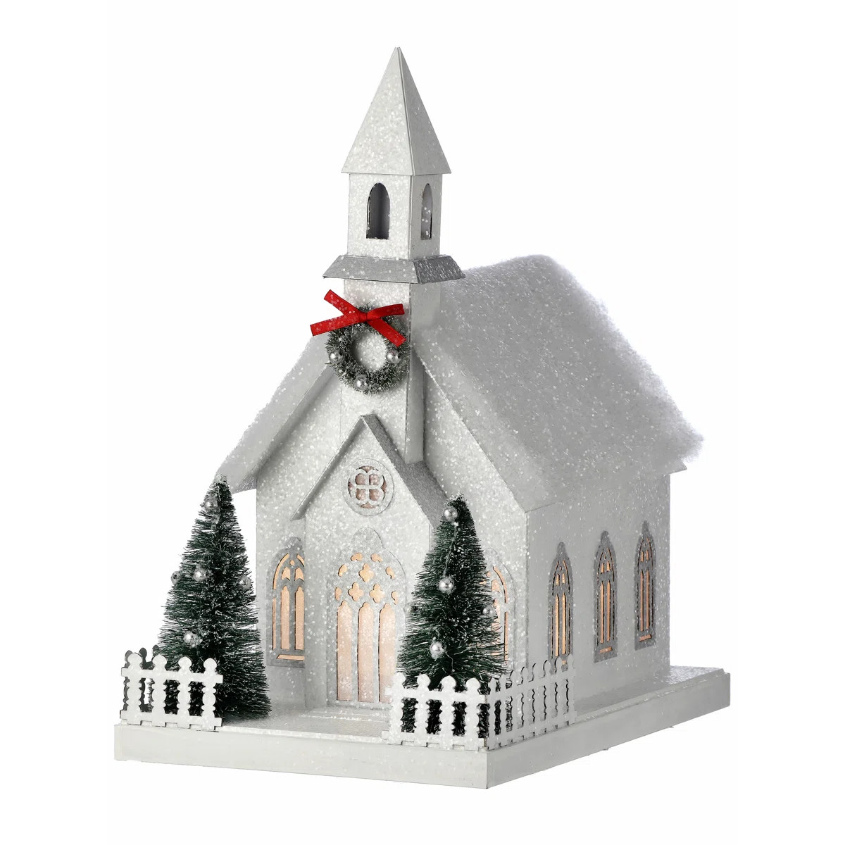12" LED Battery Operated Timer Cardboard Country Church (Set of 2) | Wayfair North America