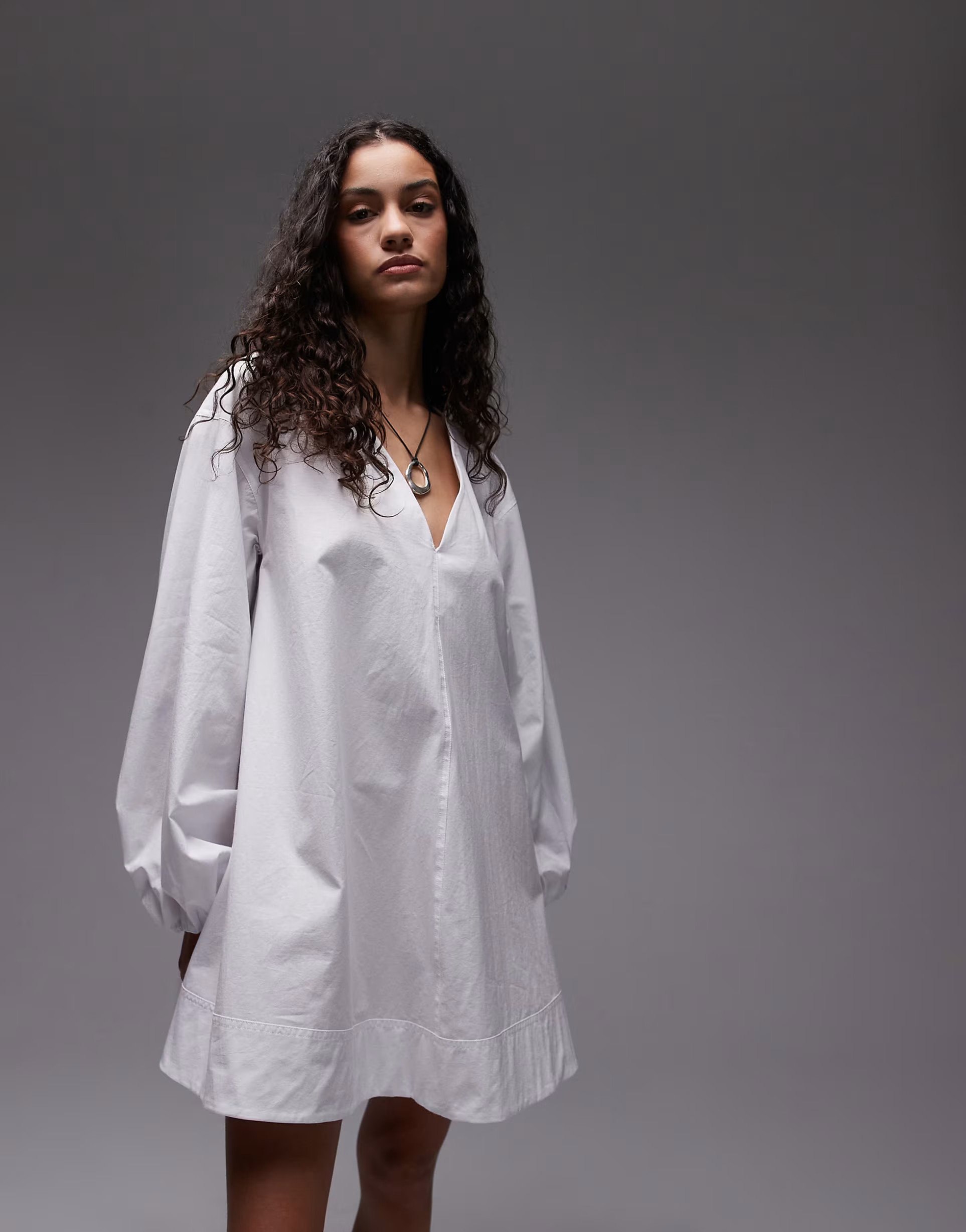 Topshop poplin babydoll mini dress in white | ASOS (Global)