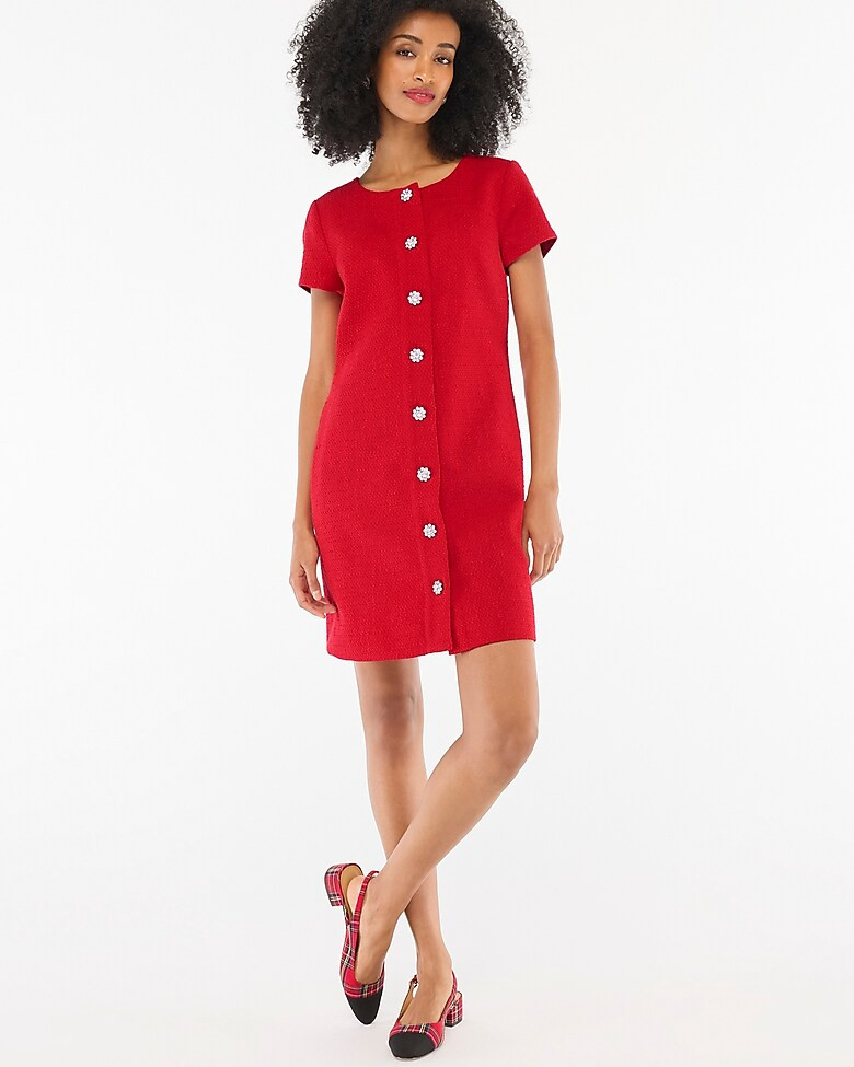 Tweed dress with jewel buttons | J.Crew Factory
