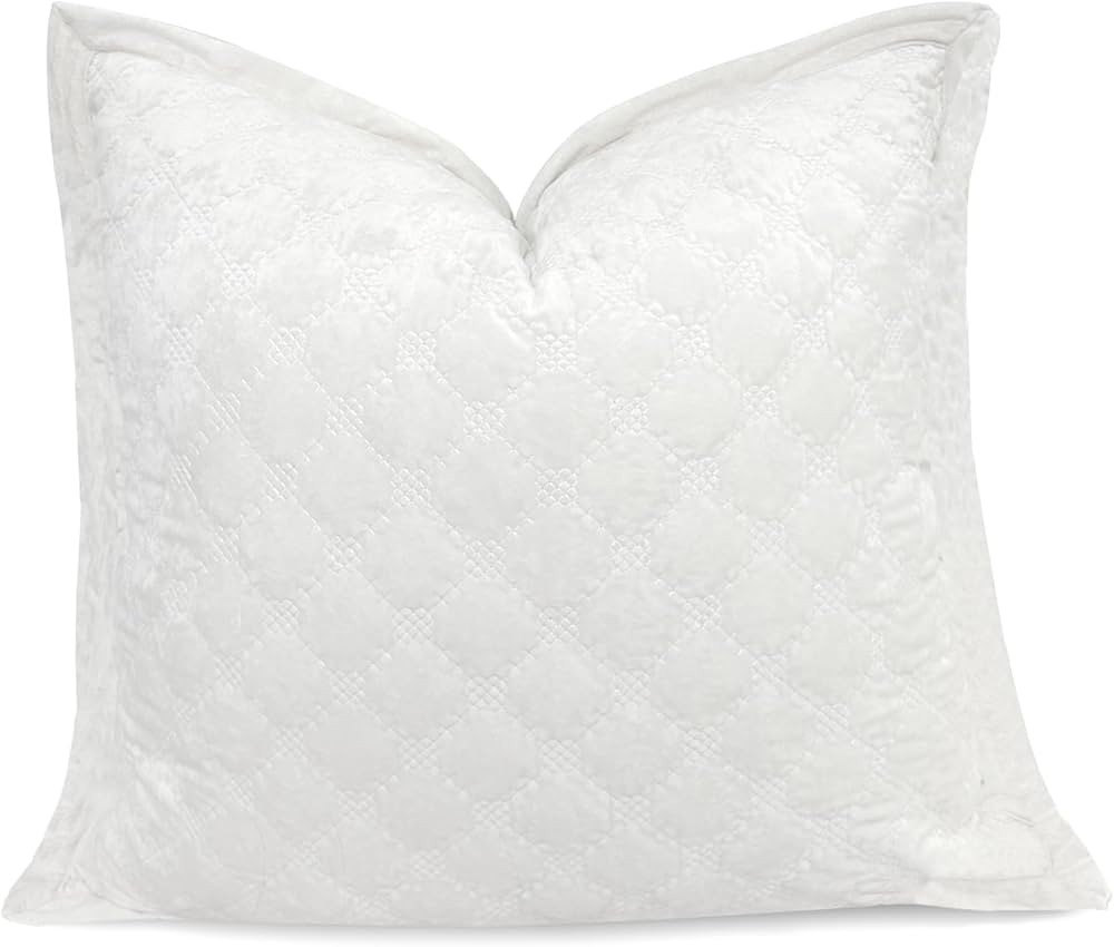 1 Piece 24x24 Pillow Cover Velvet Euro Sham Decorative Farmhouse Quilted Pillow Covers Square Cus... | Amazon (US)
