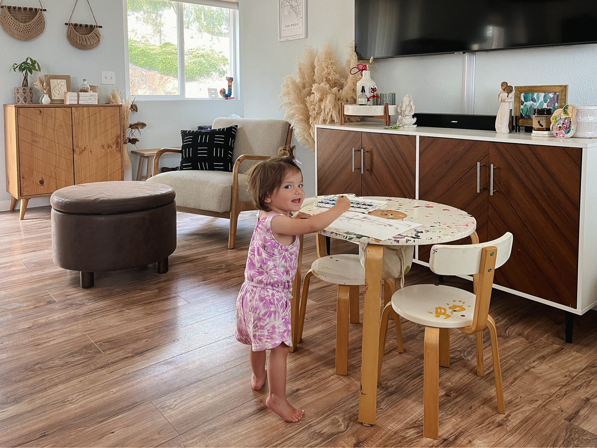 I panicked when I first saw how small our rental home in California was… but I’m honestly so in love with it now!

Boho living room furniture, Living room decor, Home decor, Kids table, TV stand, Chair, Ottoman, Toy storage, Bohemian, Pampas Grass, Boho chic decor, Coffee tablee

#LTKfamily #LTKMostLoved #LTKhome