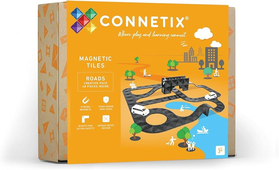 Connetix Magnetic Tiles Roads Creative Pack, 48 Pieces | Amazon (US)
