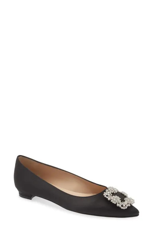Manolo Blahnik Hangisi Flat in Black at Nordstrom, Size 9.5Us | Nordstrom