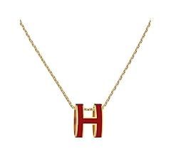 Yuangu Classic Letter Design 18K Gold Plated Girl Necklace Colorful Color Optional Women's Gift | Amazon (US)