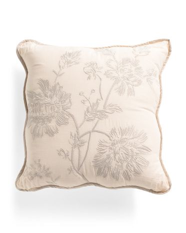 18x18 Embroidered Floral Pillow | TJ Maxx