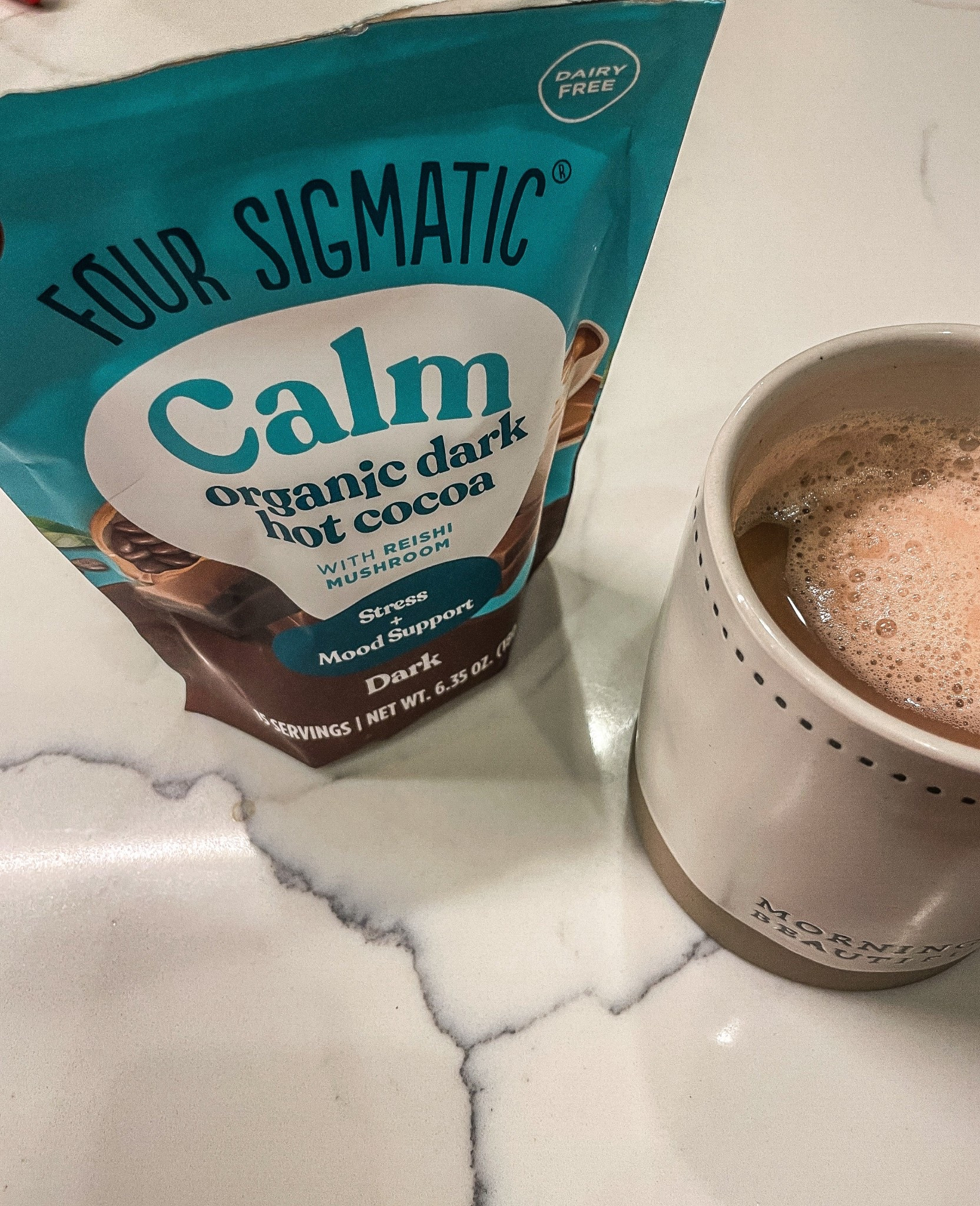 Reishi, the "queen of mushrooms," has been used for over 2,000 years to support overall well-being. It helps your body manage stress and supports a healthy nervous system all while you can sip a guilt free warm chocolate beverage.

I prefer to froth mine with almond milk. Others have shared they mix it in with their coffee to make it taste like a dairy free mocha.