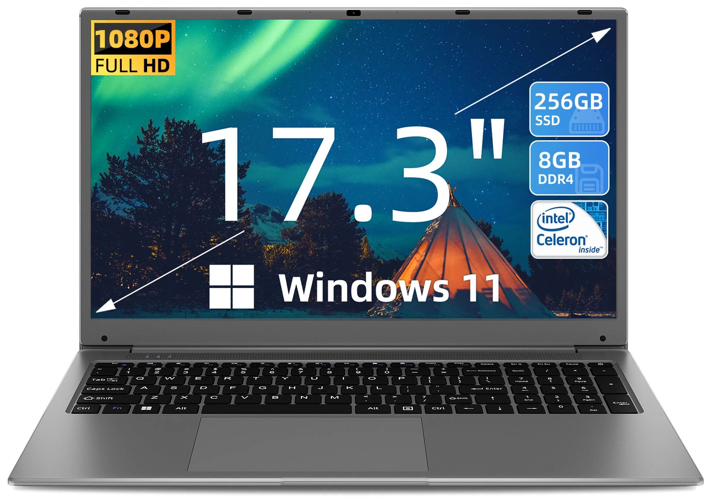 SGIN 17 in Laptop 8GB DDR4 256GB SSD Windows 11 Home Laptops IPS 1920 x 1080 FHD Laptop Computer,... | Walmart (US)