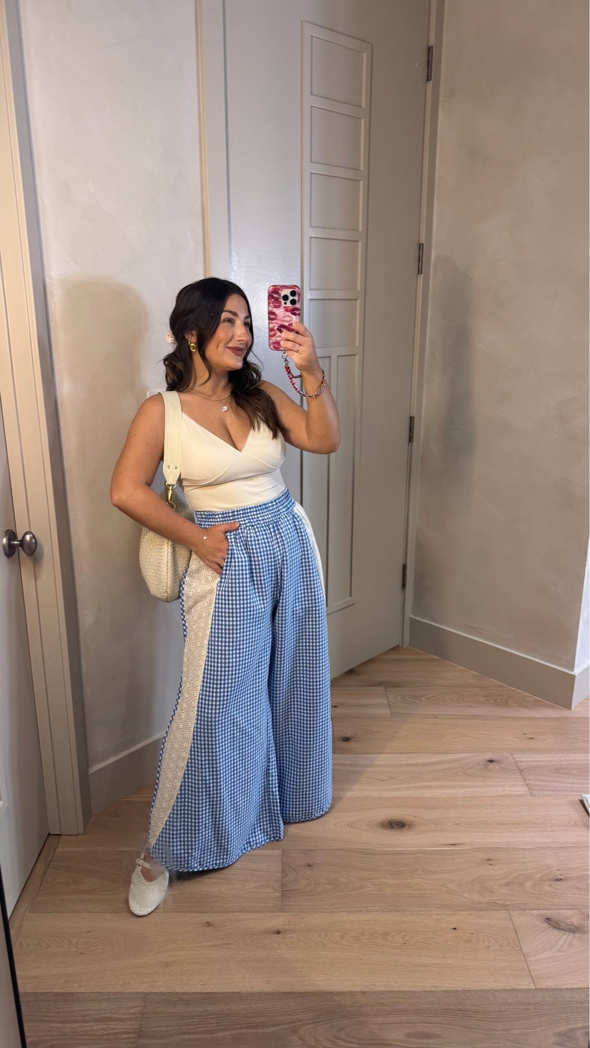 OOTD! 
Double lined tank with built in bra size small, Gingham pants with crochet side detail size medium 

5'0" 140lbs

Petite friendly

#LTKootd #LTKPetite #LTKSaleAlert
