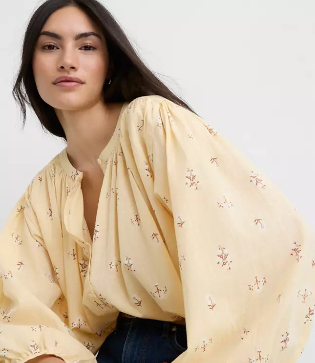 Floral Balloon Sleeve Blouse | LOFT