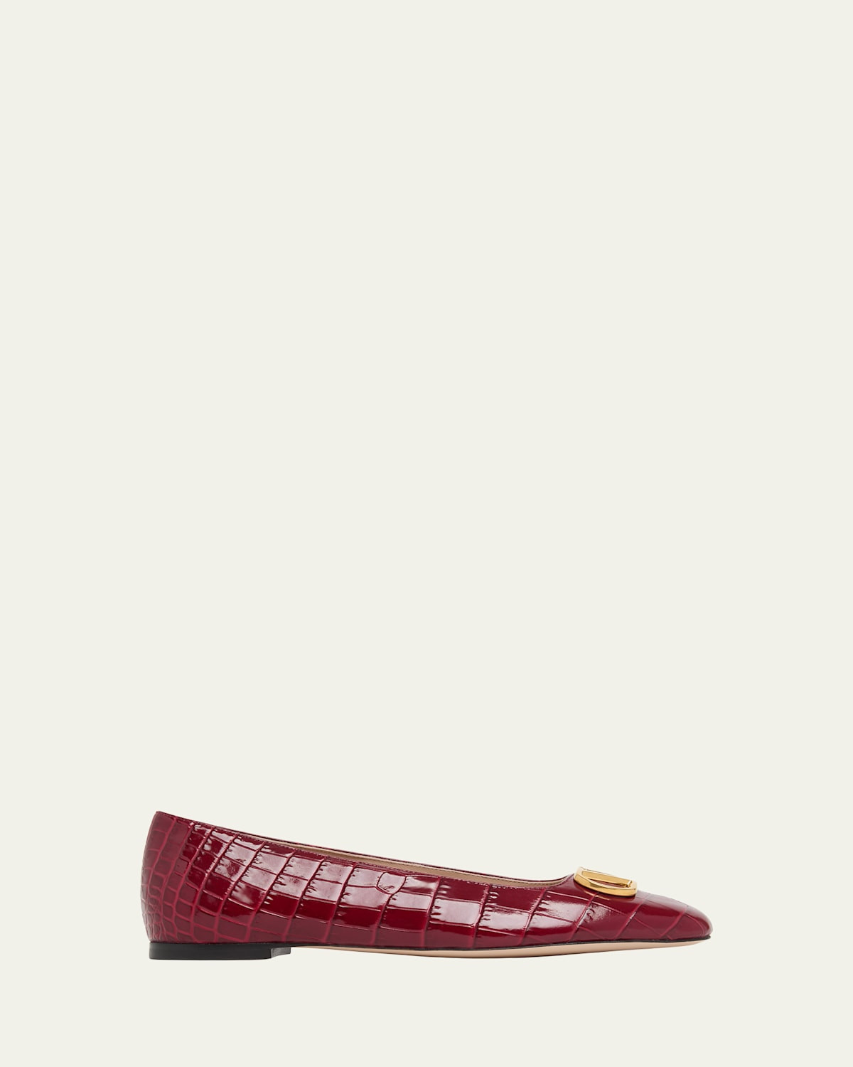 VLogo Croc-Embossed Leather Ballerina Flats | Bergdorf Goodman