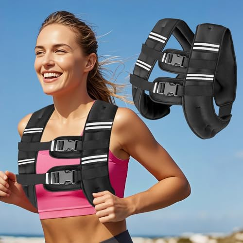 Weighted Vest with Two Adjustment Straps for Men Women, 8lbs/12lbs/16lbs/20lbs Weight Vest with Reflective Stripes for Workout, Strength Training, Running, Fitness, Hiking, Weight Loss | Amazon (US)