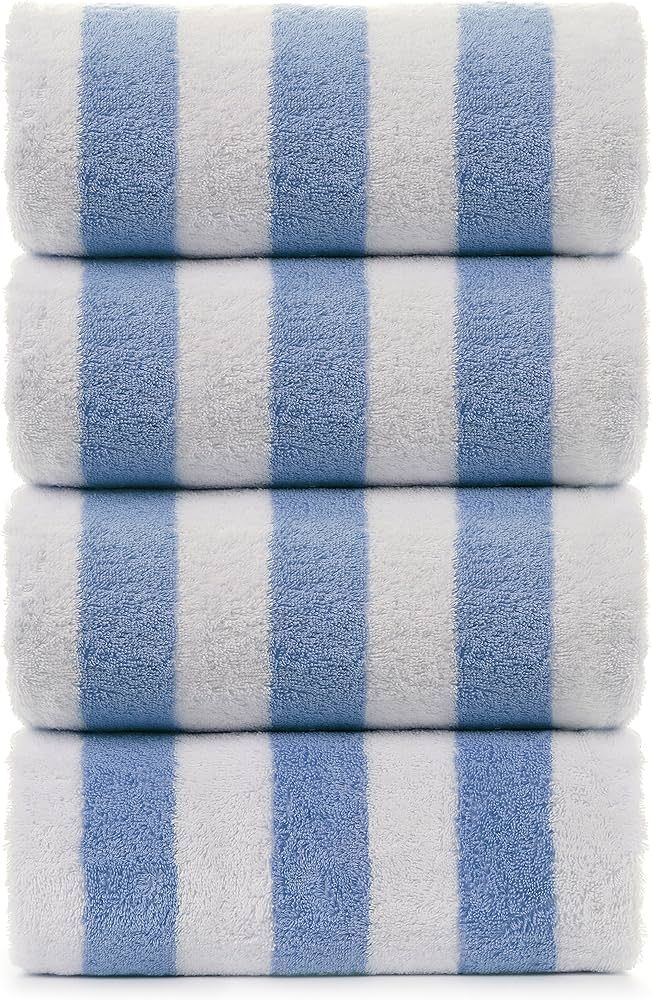 Large Turkish Beach Towel, Pool Towel with Cabana Stripe, Eco Friendly, 100% Turkish Cotton (30x6... | Amazon (US)