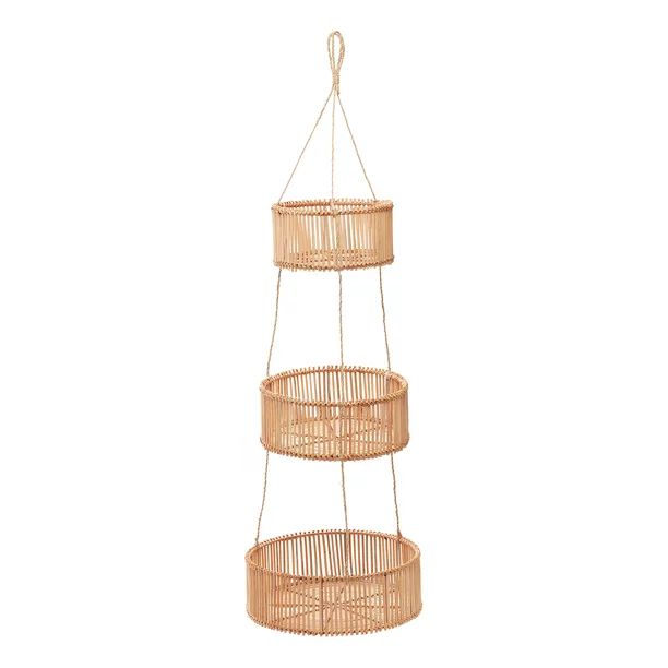 Rattan 3 Tier Hanging Basket by Drew Barrymore Flower Home | Walmart (US)