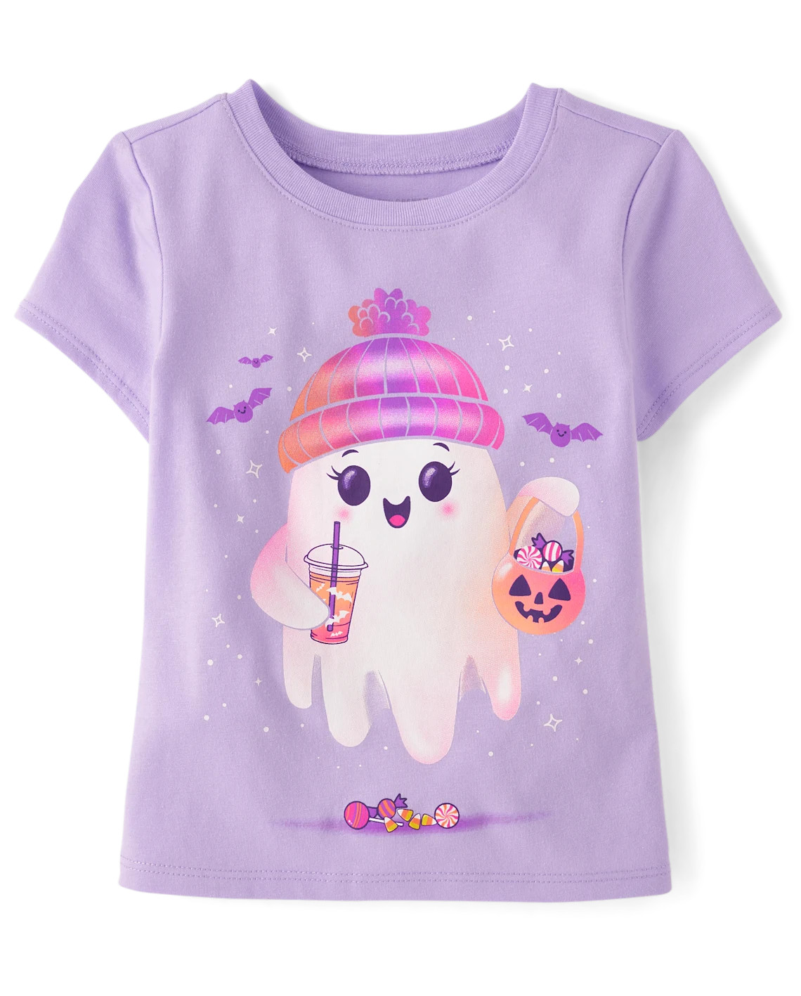 Baby And Toddler Girls Beanie Ghost Graphic Tee - purple | The Children's Place