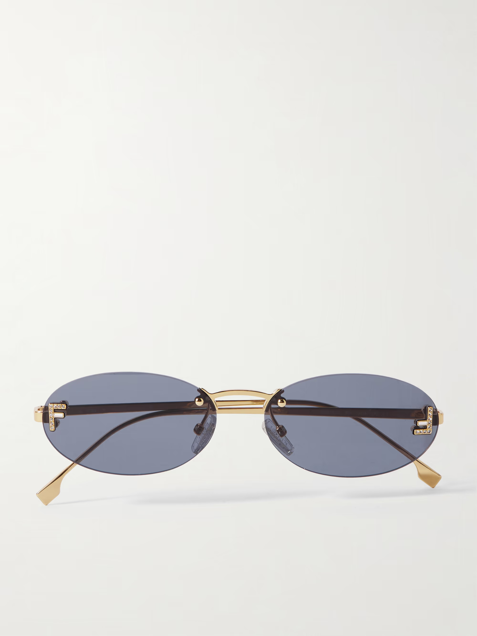 Rimless oval-frame crystal-embellished gold-tone sunglasses | NET-A-PORTER (US)