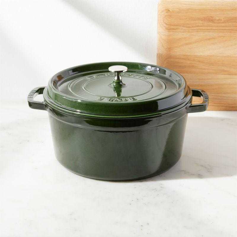 Staub 7-Qt Basil Round Cocotte + Reviews | Crate & Barrel | Crate & Barrel