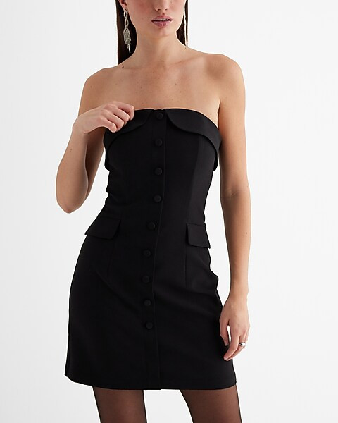 Strapless Tuxedo Blazer Mini Dress | Express