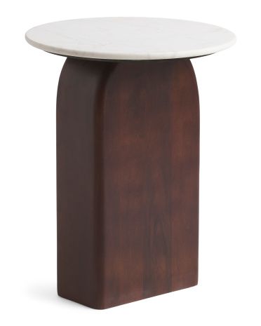18in Marble Wood Modern Side Table | TJ Maxx