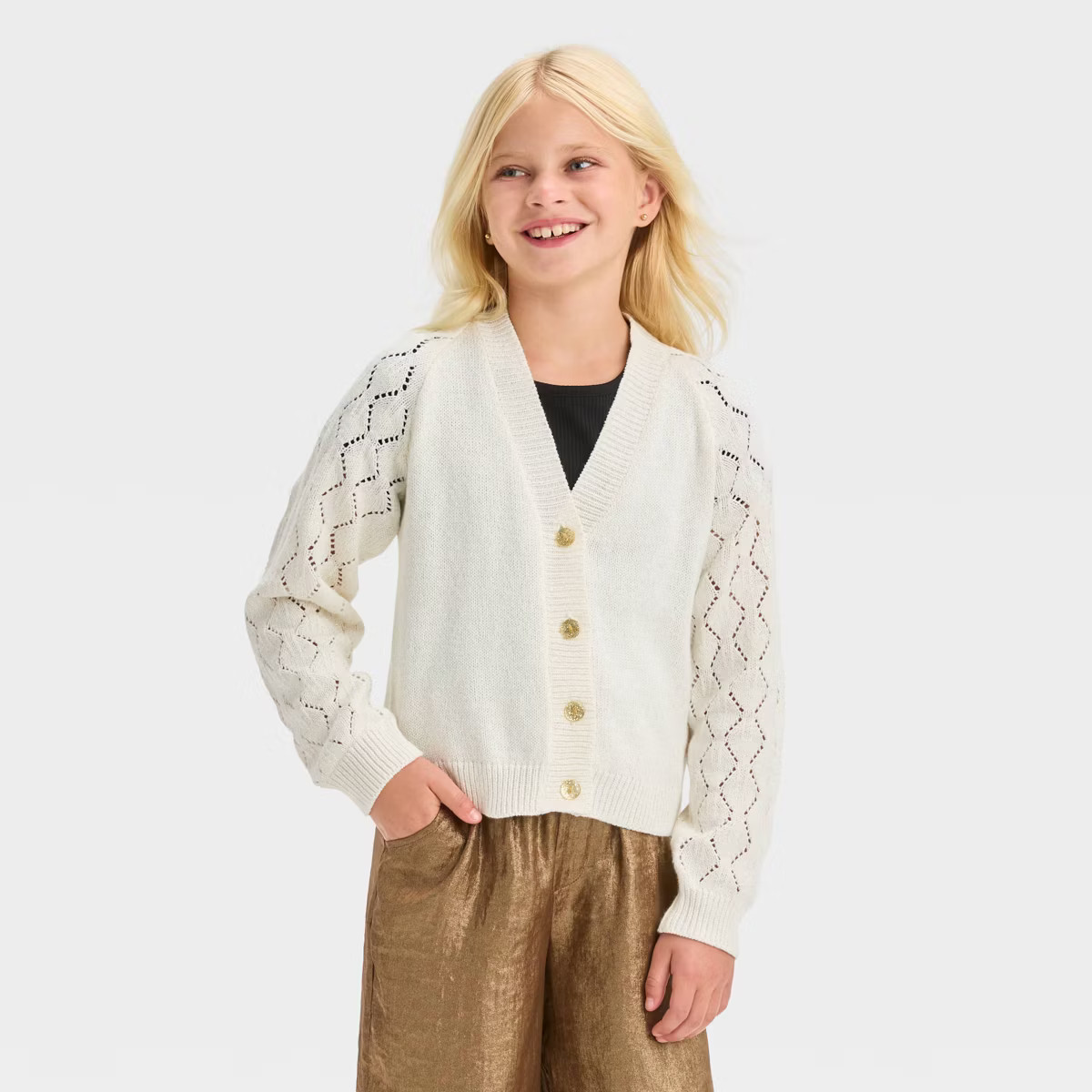 Girls' Long Sleeve Button-Down Cardigan - Cat & Jack™ | Target