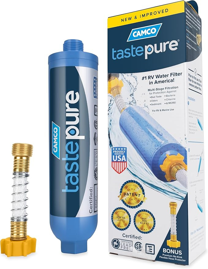 Camco Tastepure RV Water Filter - Advanced RV Inline Water Filter with Flexible Hose Protector - ... | Amazon (US)