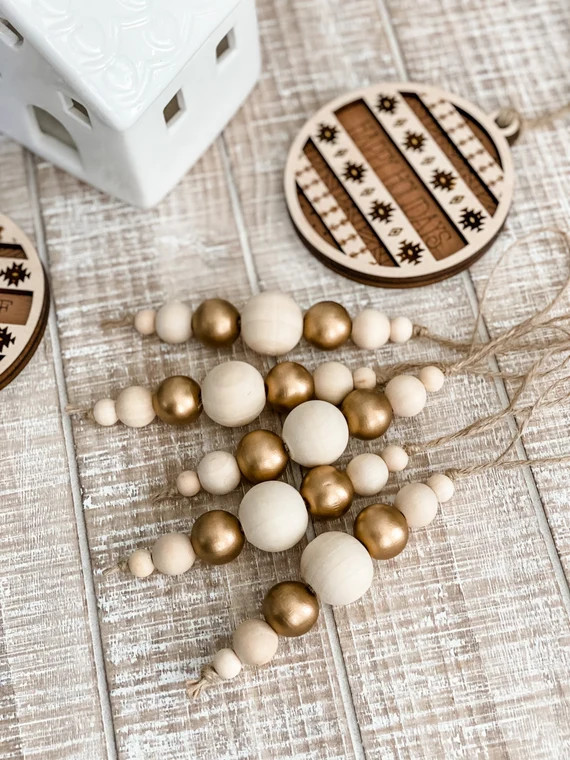 Set of 5 Gold Christmas Decor Rustic Christmas Farmhouse - Etsy | Etsy (US)