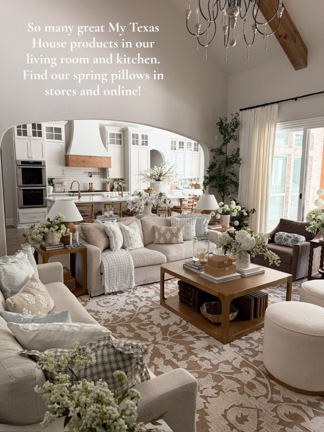 Our living room and kitchen are GORG with all of our stunning spring and summer products AND our amazing Flora rug that is in stores and online!  

 #LTKSeasonal #LTKHome