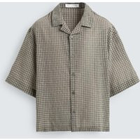 Zara - Relaxed Fit Plaid Jacquard Shirt - Green - M - Man | Zara US