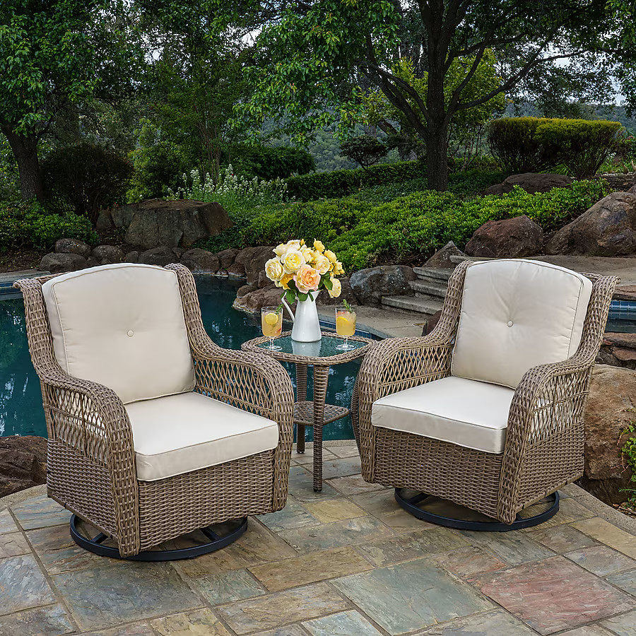 Tortuga Outdoor Rio Vista 3 -Piece Wicker Patio Conversation Set with Tan Cushions | Lowe's