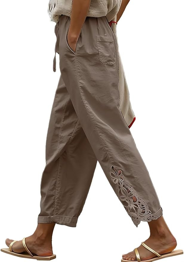 Acelitt Women Casual Lightweight Drawstring Elastic Waist Pants with Pockets, S-XXL | Amazon (US)