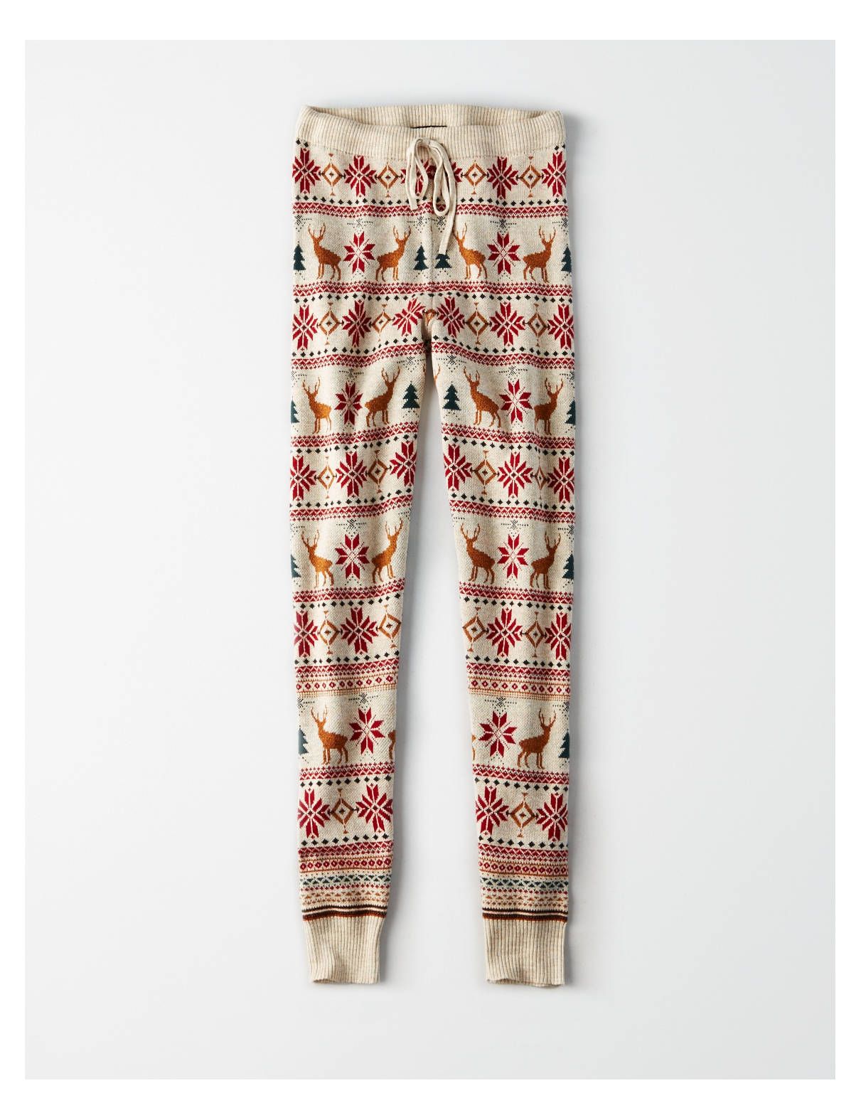 AEO Reindeer Fair Isle Sweater Legging, Toasted Coconut | American Eagle Outfitters (US & CA)