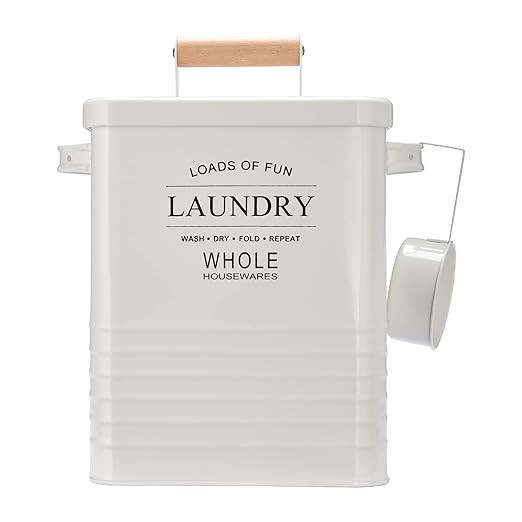 Whole Housewares Laundry Detergent Container - Tin Farmhouse Metal Laundry Powder Soap Dispenser ... | Amazon (US)