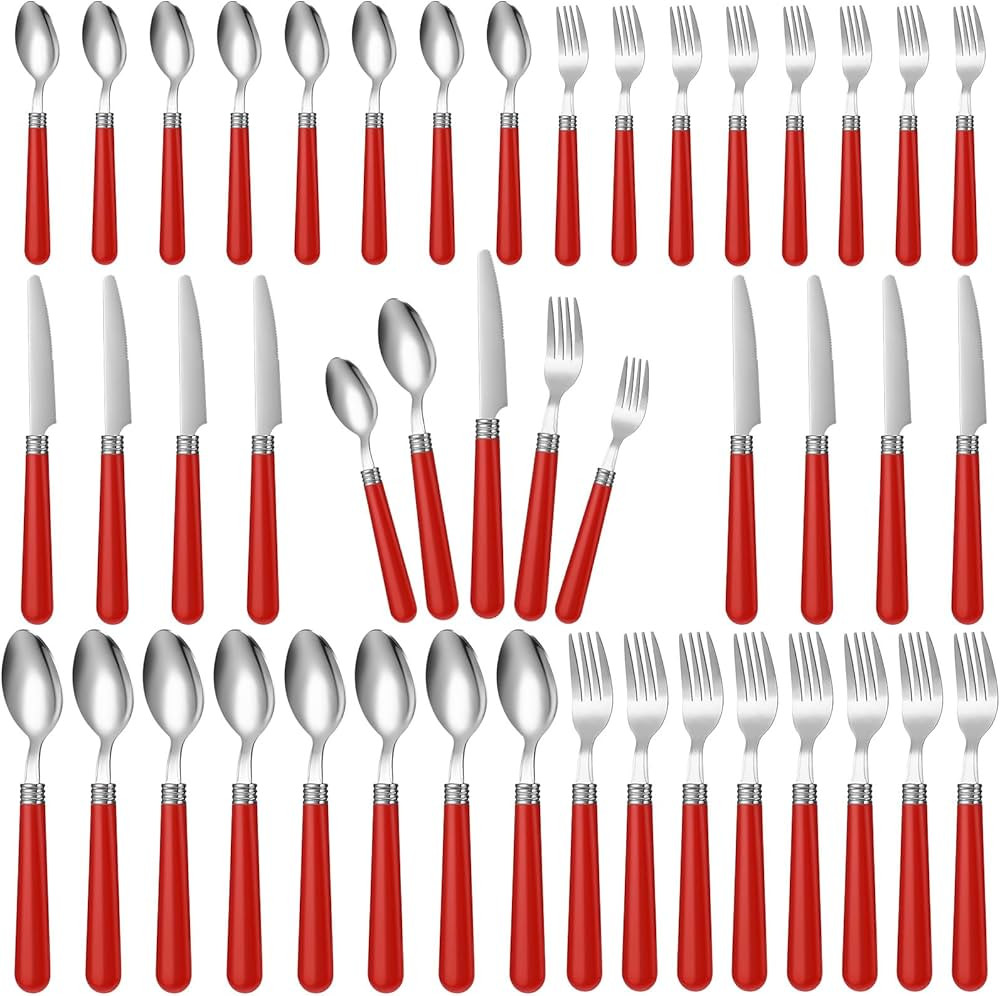 Sabary 40 Pcs Handle Silverware Stainless Steel Sets for 8 Flatware Cutlery with Colored Handles ... | Amazon (US)