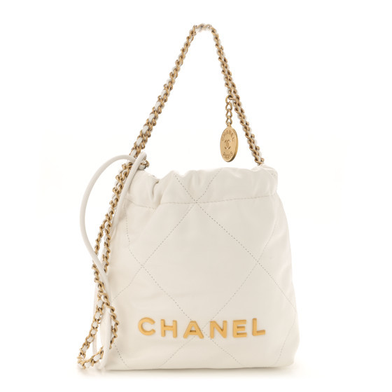 Shiny Calfskin Quilted Mini Chanel 22 White | FASHIONPHILE (US)