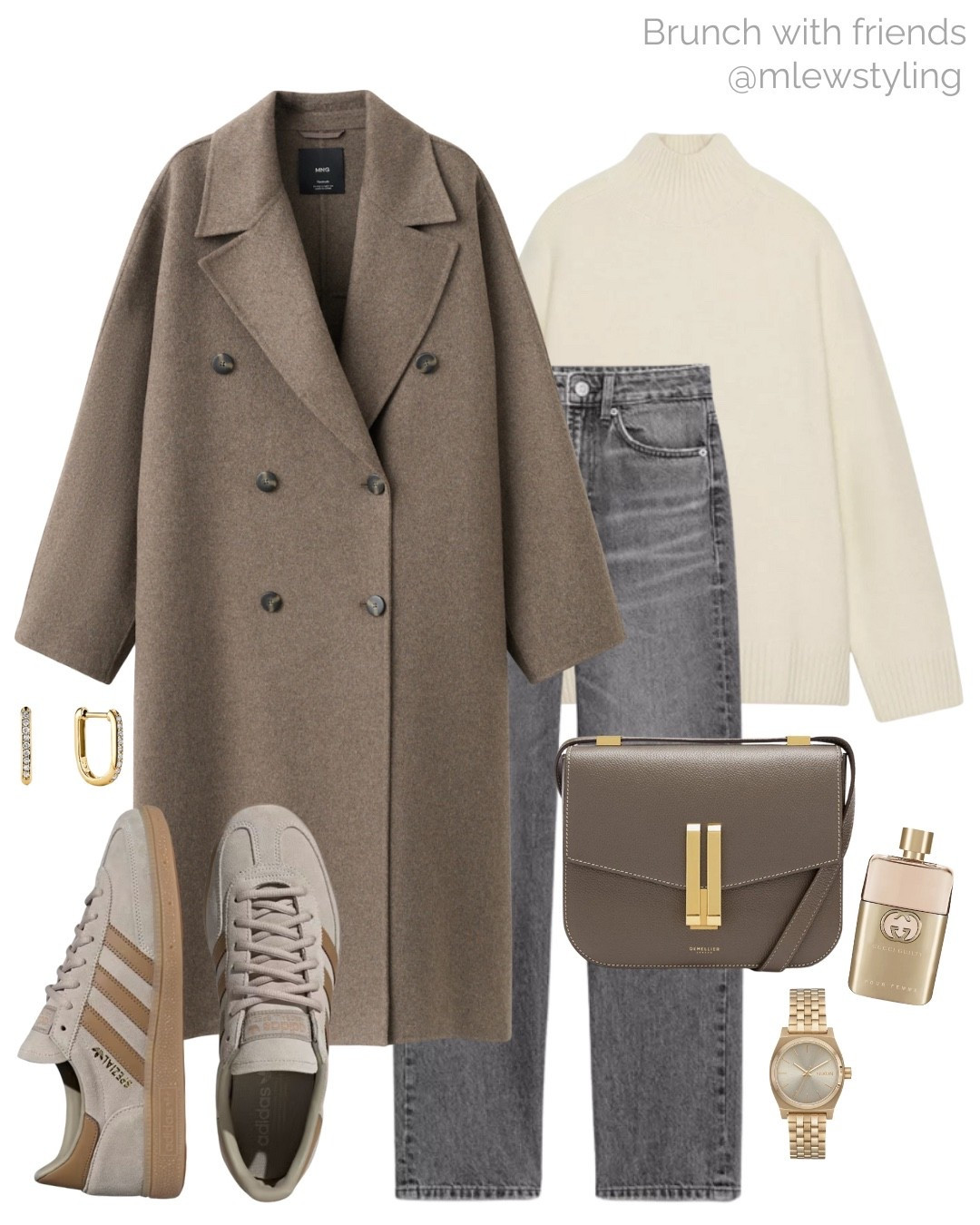 A winter outfit for brunch with friends 🤎

Tags: holiday outfit, mango wool coat, grey Zara jeans, turtleneck sweater, adidas Spezial sneakers, taupe DeMellier bag, Gucci perfume, gold Nixon watch, Mejuri gold huggie earrings

#LTKHoliday #LTKGiftGuide #LTKootd