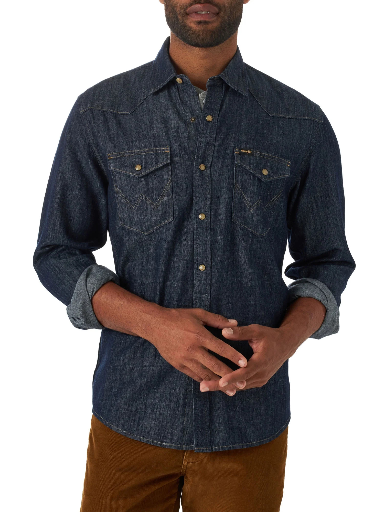Wrangler Men's Long Sleeve Denim Tops, Size S-3XL | Walmart (US)