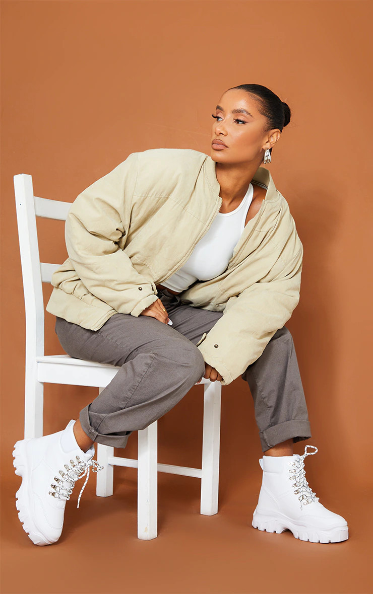 White Flatform Chunky Hiker Boot Sneakers | Pretty Little Thing (Australia & New Zealand)