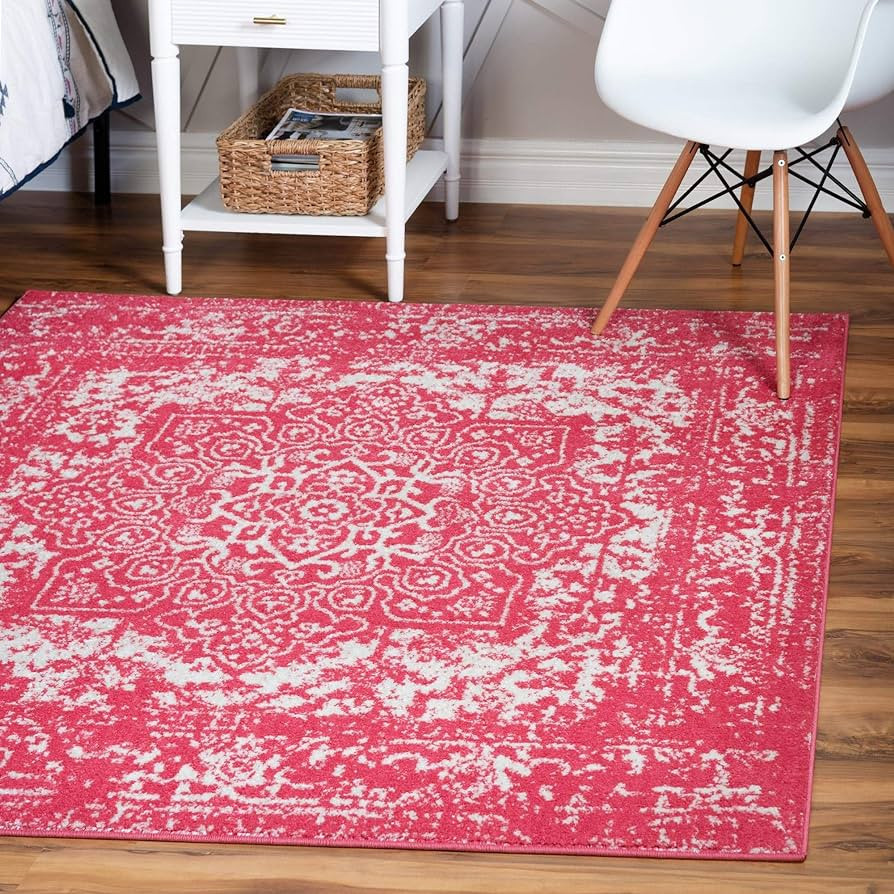 Rugs.com Arlington Collection Rug – 5 Ft Square Pink Medium-Pile Rug Perfect for Living Rooms, ... | Amazon (US)