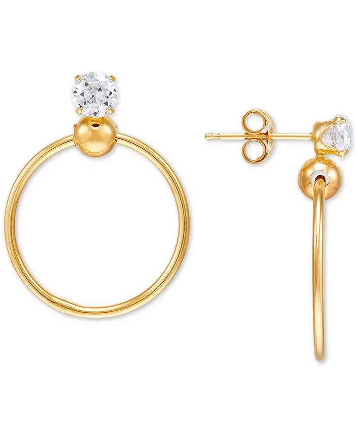 Cubic Zirconia Doorknocker Drop Earrings in 14k Gold | Macy's