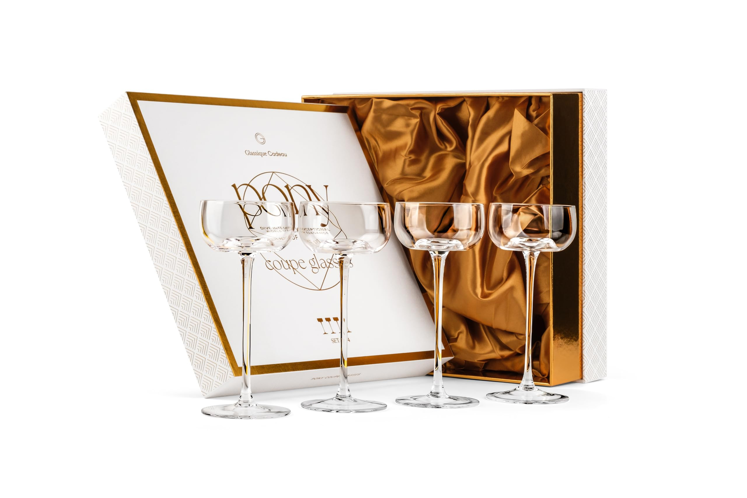 Small 5 oz Pony Coupe Glasses | Set of 4 | Crystal Nick and Nora Style Cocktail Glassware | Elega... | Amazon (US)